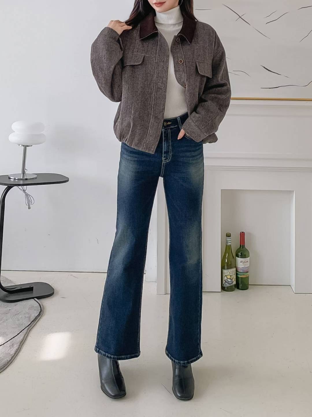 FLY DENIM東大門㊣實拍女裝新款時尚推薦熱賣職業牛仔褲喇叭FLY DENIM牛仔褲圖色1