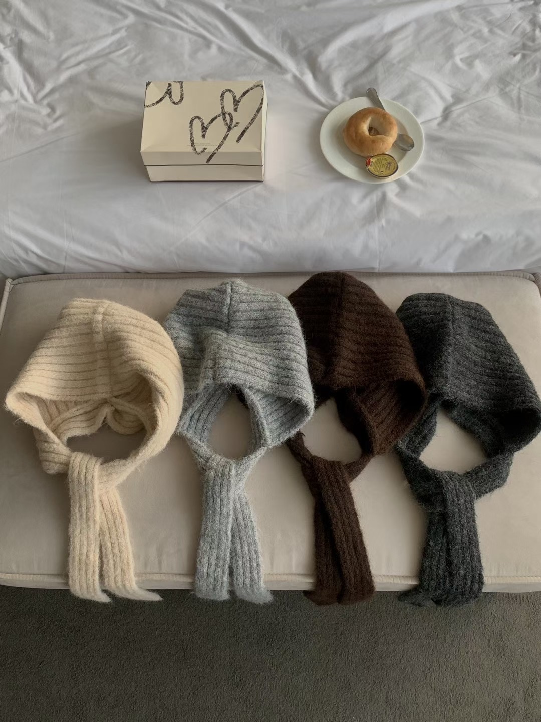 AN STAND韓國直郵㊣女士新品休閑時尚推薦真品套裝連帽針織衫AN STAND-2件起套裝