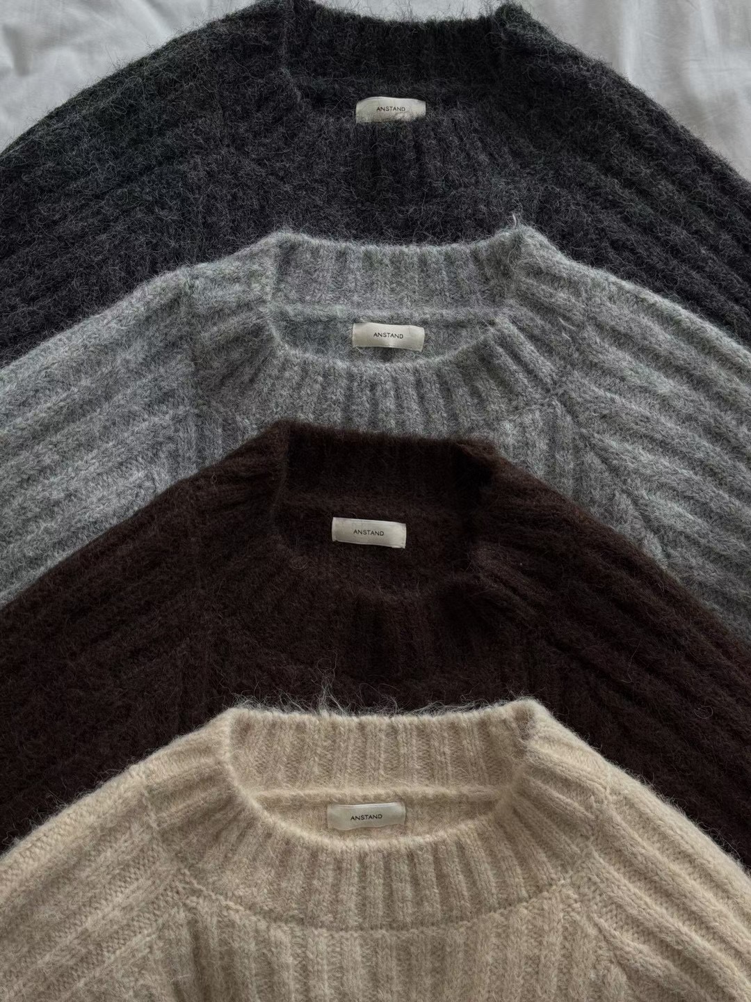 AN STAND韓國直郵㊣女士新品休閑時尚推薦真品套裝連帽針織衫AN STAND-2件起套裝