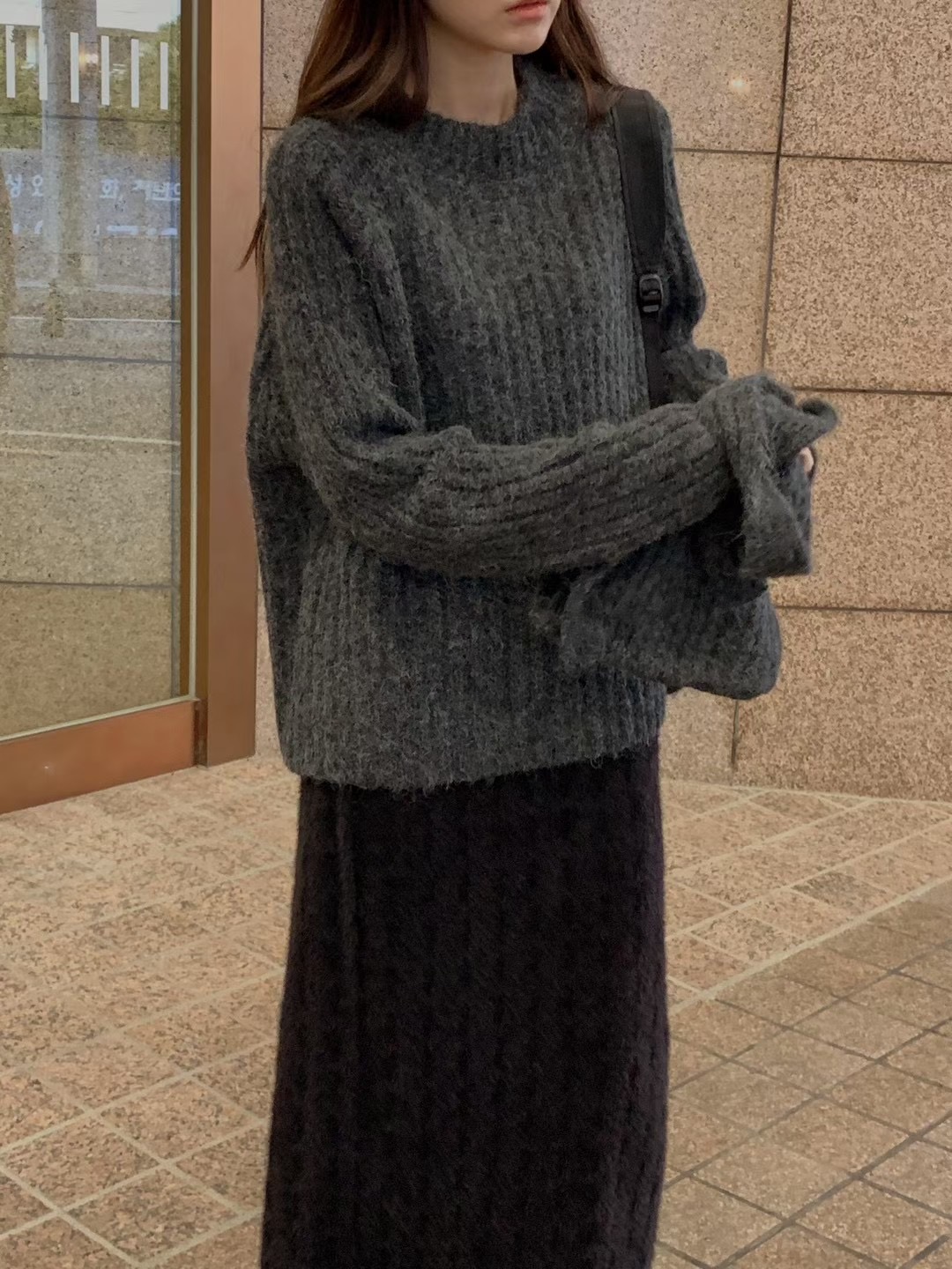 AN STAND韓國直郵㊣女士新品休閑時尚推薦真品套裝連帽針織衫AN STAND-2件起套裝圖色2