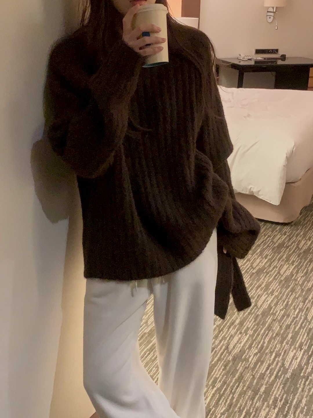 AN STAND韓國直郵㊣女士新品休閑時尚推薦真品套裝連帽針織衫AN STAND-2件起套裝圖色4