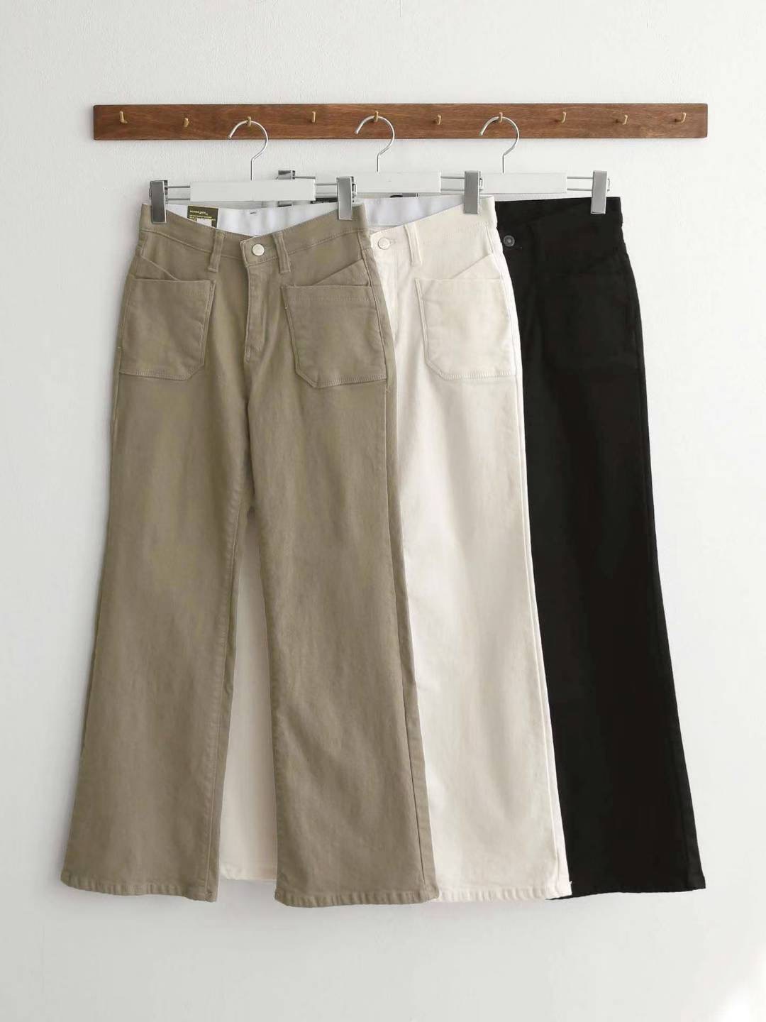 FLY DENIM東大門㊣代購女士新品25秋冬牛仔褲雙口袋抓絨喇叭FLY DENIM牛仔褲圖色2左二色