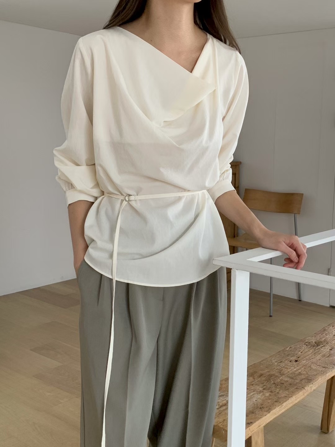 AN STAND韓國代購㊣女士新款真品休閑25秋冬職業襯衫蕾絲衫AN STAND-2件起襯衫/蕾絲衫