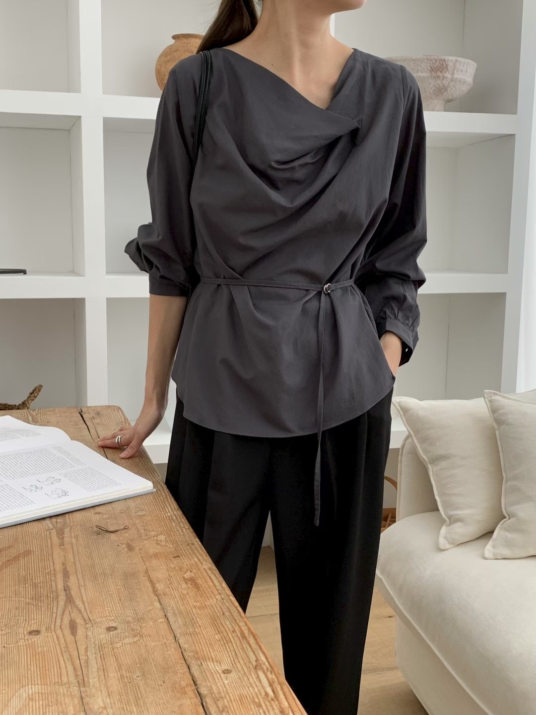 AN STAND韓國代購㊣女士新款真品休閑25秋冬職業襯衫蕾絲衫AN STAND-2件起襯衫/蕾絲衫