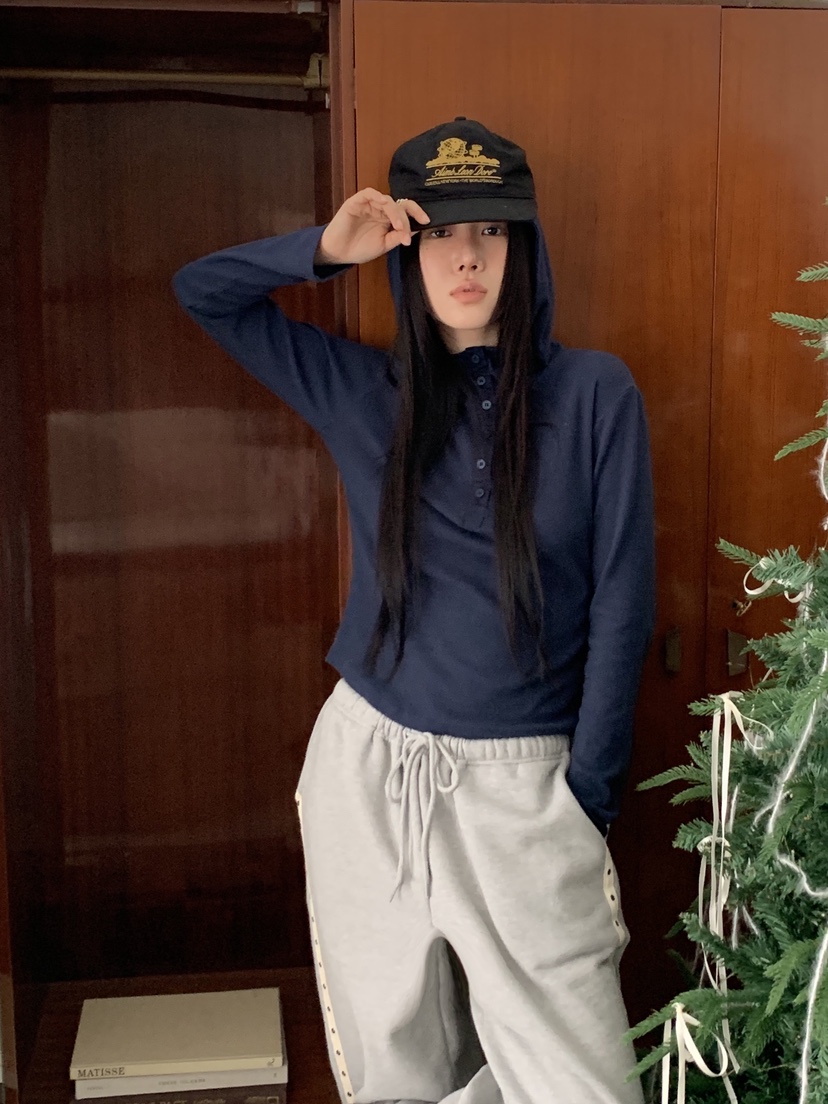 SUNDER MARKET東大門㊣代購女士新款熱賣長袖T恤連帽衫高領SUNDER MARKET長袖T恤