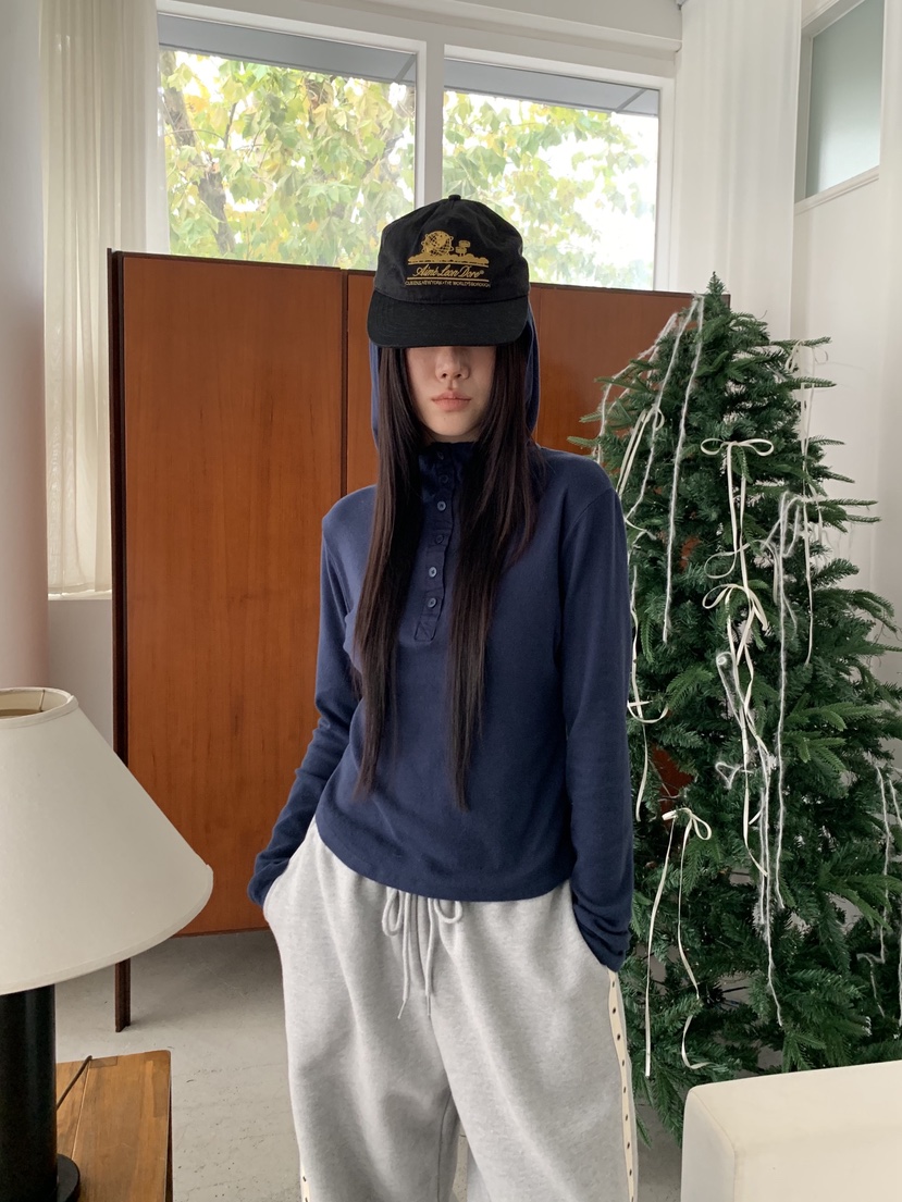 SUNDER MARKET東大門㊣代購女士新款熱賣長袖T恤連帽衫高領SUNDER MARKET長袖T恤