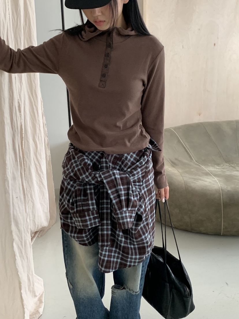 SUNDER MARKET東大門㊣代購女士新款熱賣長袖T恤連帽衫高領SUNDER MARKET長袖T恤