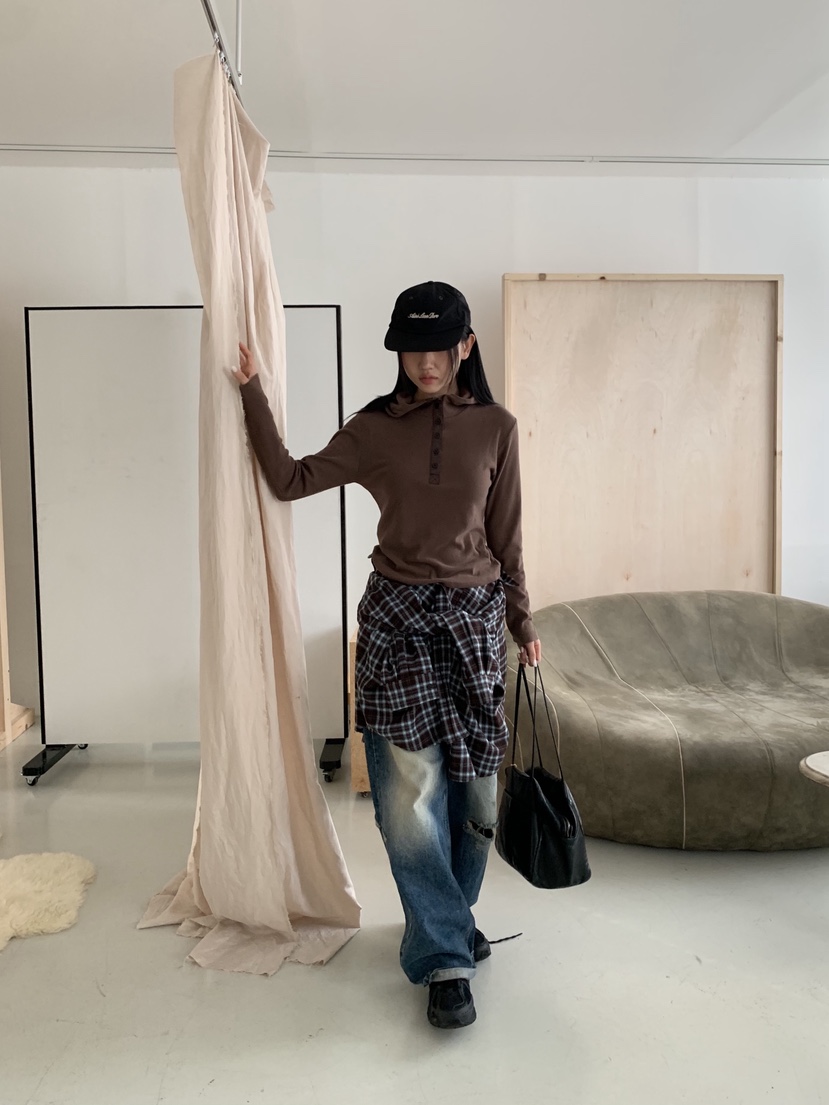 SUNDER MARKET東大門㊣代購女士新款熱賣長袖T恤連帽衫高領SUNDER MARKET長袖T恤