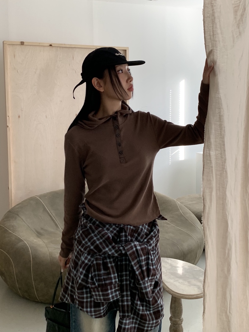 SUNDER MARKET東大門㊣代購女士新款熱賣長袖T恤連帽衫高領SUNDER MARKET長袖T恤