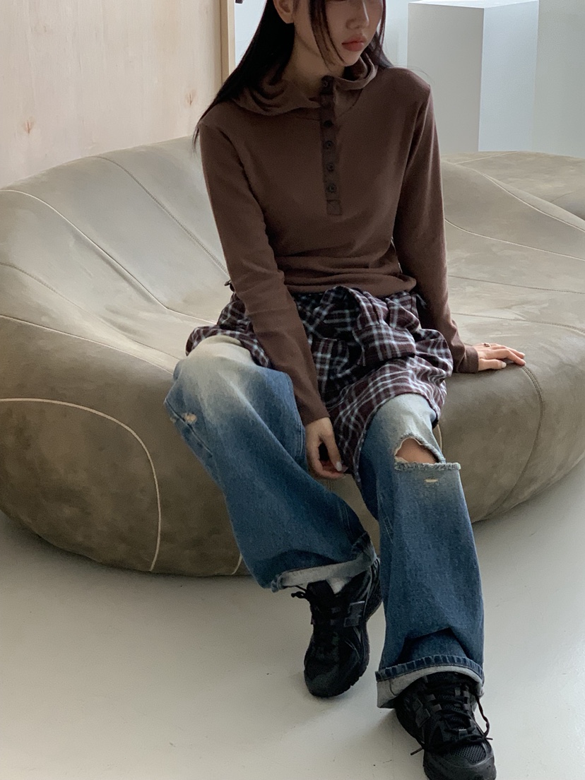 SUNDER MARKET東大門㊣代購女士新款熱賣長袖T恤連帽衫高領SUNDER MARKET長袖T恤