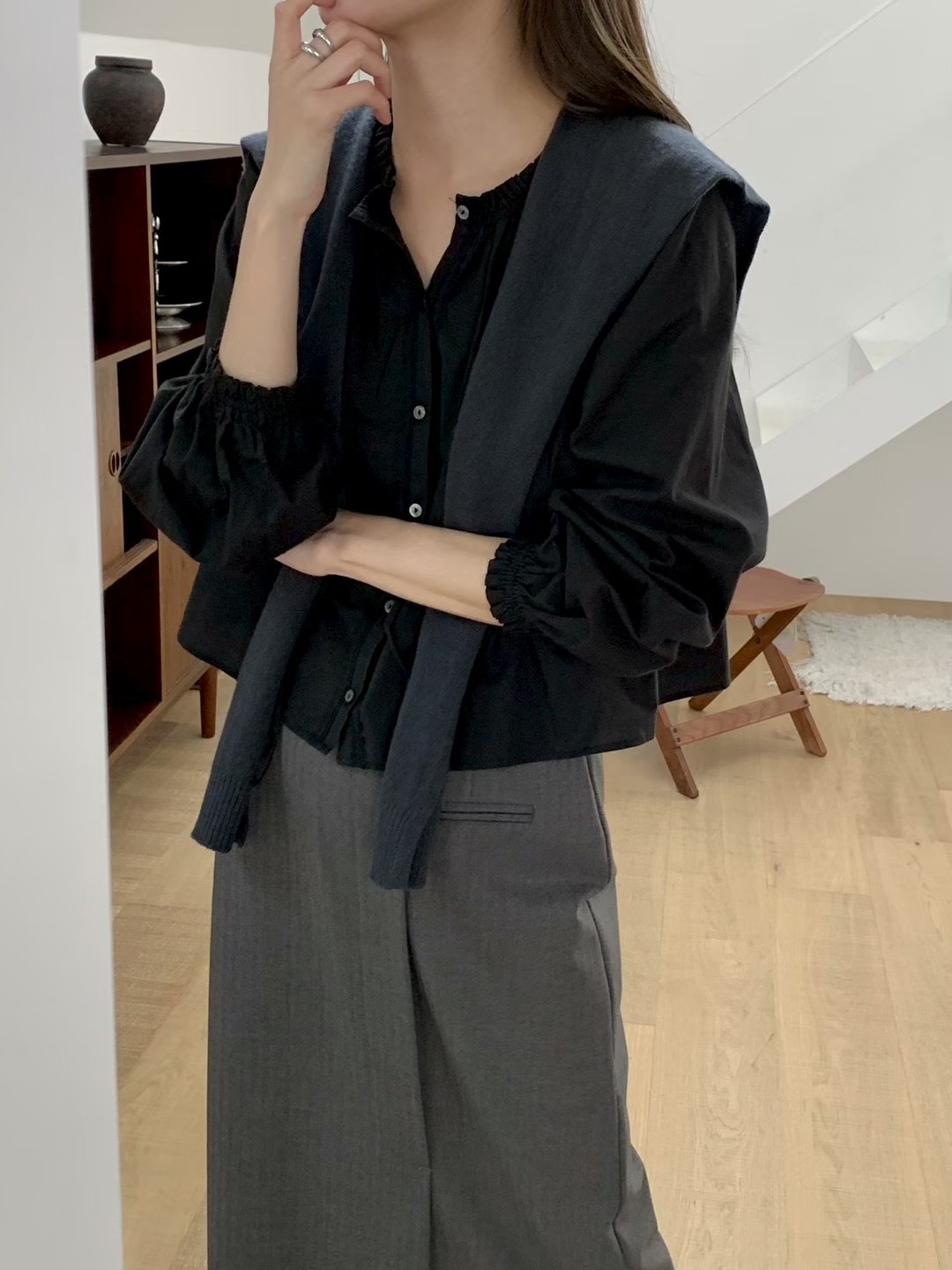 AN STAND韓國代購㊣女裝新款人氣休閑真品職業熱賣襯衫蕾絲衫AN STAND-2件起襯衫/蕾絲衫