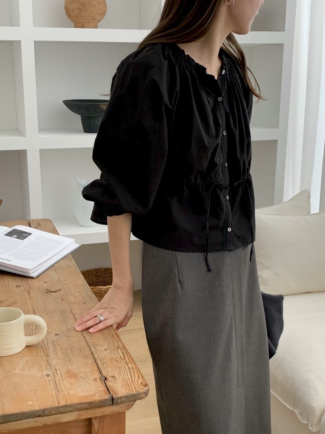 AN STAND韓國代購㊣女裝新款人氣休閑真品職業熱賣襯衫蕾絲衫AN STAND-2件起襯衫/蕾絲衫圖色2