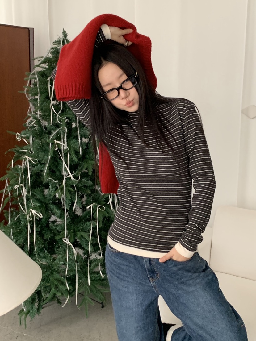 SUNDER MARKET東大門㊣直郵女士新品時尚職業長袖T恤假兩件SUNDER MARKET長袖T恤