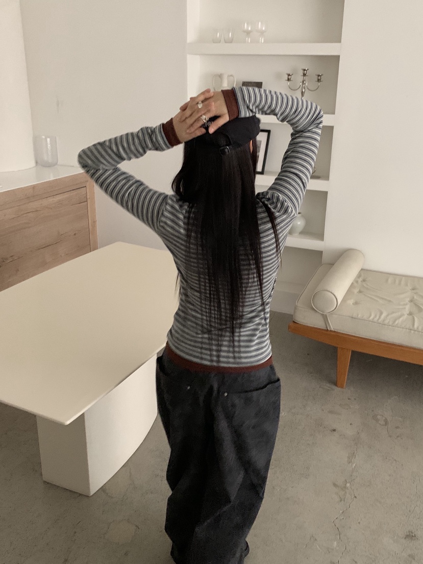 SUNDER MARKET東大門㊣直郵女士新品時尚職業長袖T恤假兩件SUNDER MARKET長袖T恤