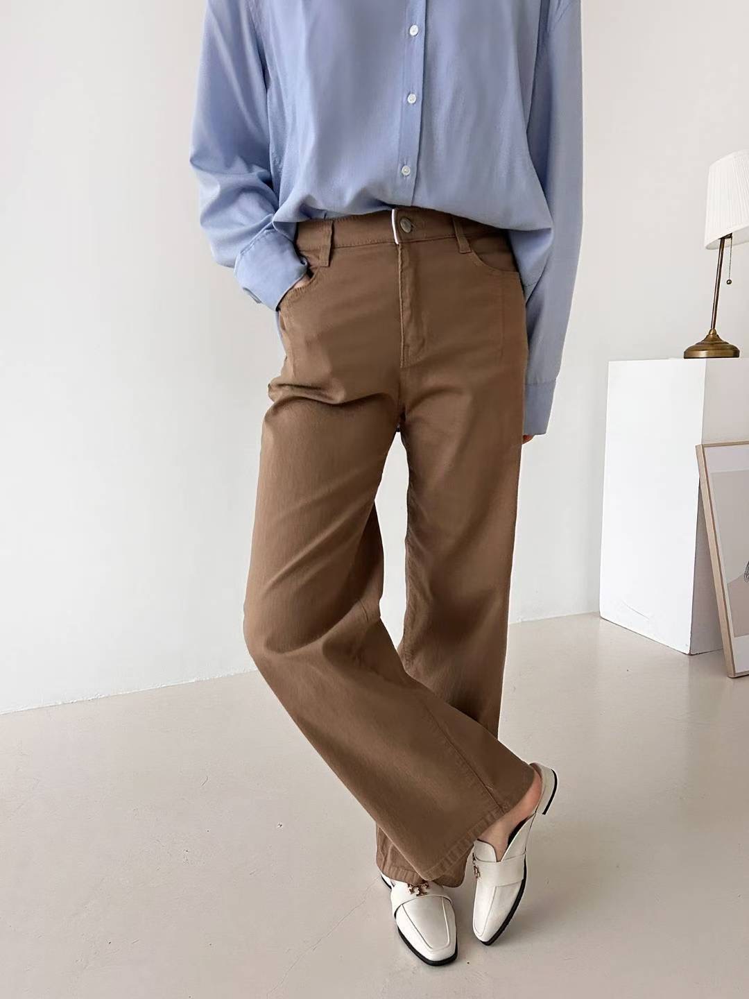 FLY DENIM韓國直郵㊣女裝新款職業熱賣時尚牛仔褲棉質褶裥FLY DENIM牛仔褲