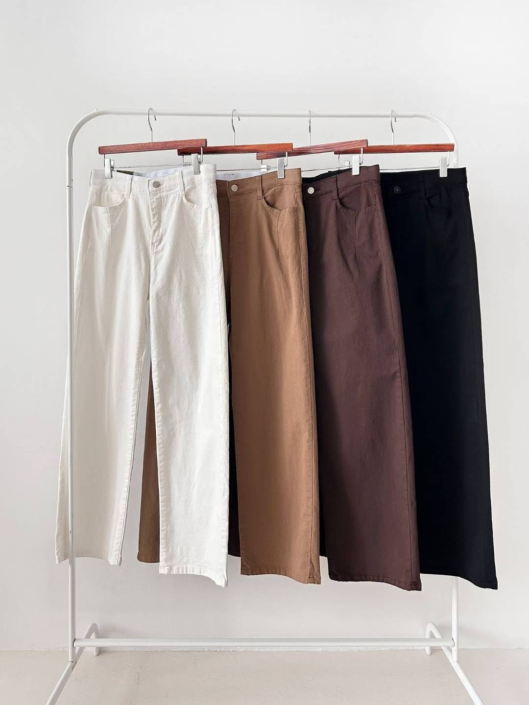 FLY DENIM韓國直郵㊣女裝新款職業熱賣時尚牛仔褲棉質褶裥FLY DENIM牛仔褲圖色4左四色