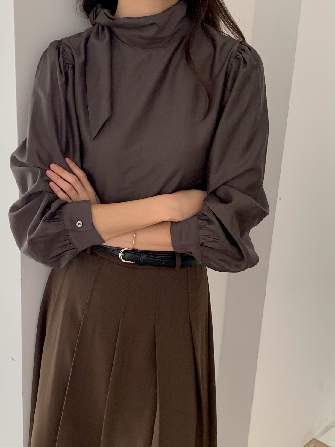 AN STAND韓國代購㊣女士新款職業25秋冬時尚人氣襯衫蕾絲衫AN STAND-2件起襯衫/蕾絲衫圖色2