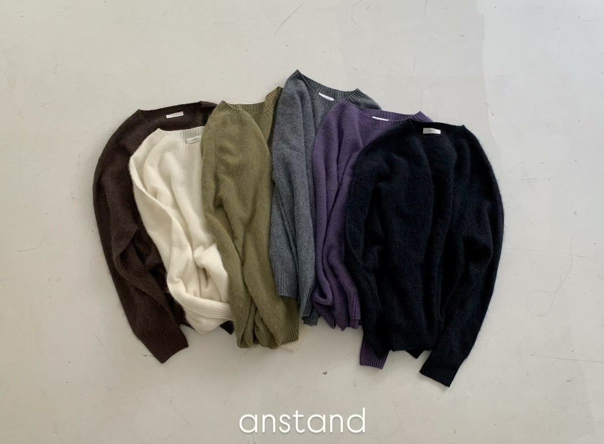 AN STAND韓國代購㊣女裝新款休閑真品毛衣不含內搭毛絨羊絨AN STAND-2件起毛衣圖色3左三色
