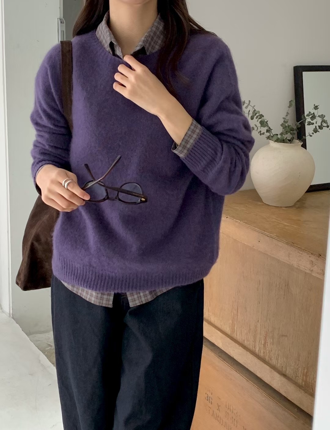 AN STAND韓國代購㊣女裝新款休閑真品毛衣不含內搭毛絨羊絨AN STAND-2件起毛衣圖色4