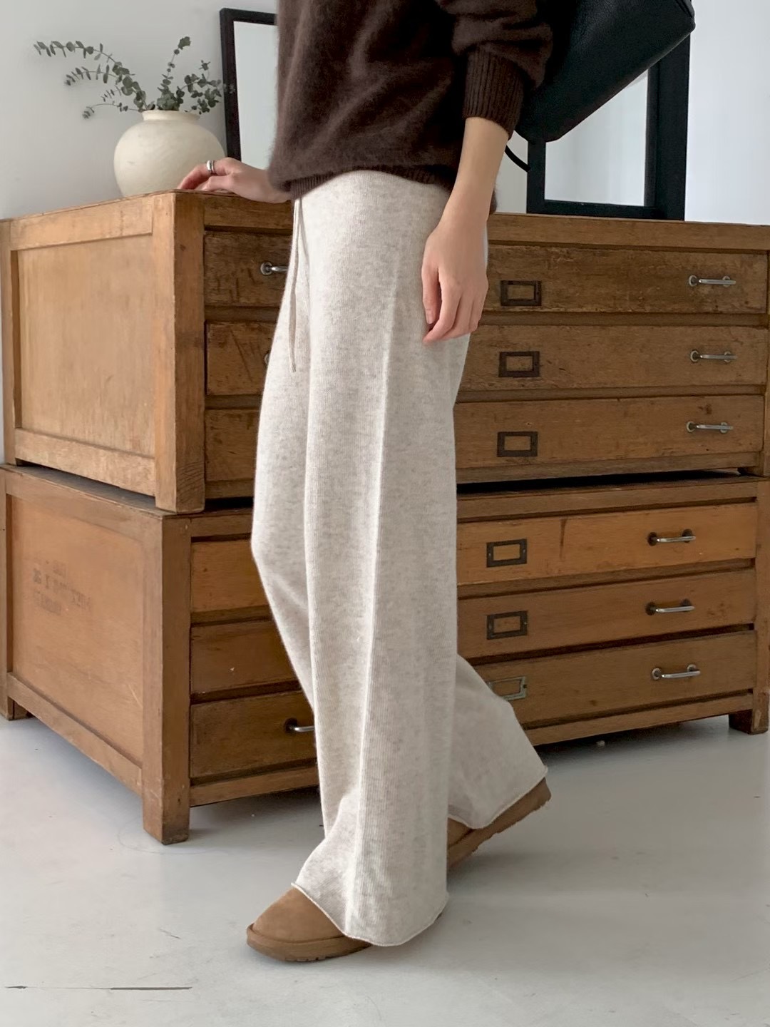 AN STAND東大門㊣直郵女裝新款真品熱賣人氣休閑褲針織褲寬松AN STAND-2件起休閑褲