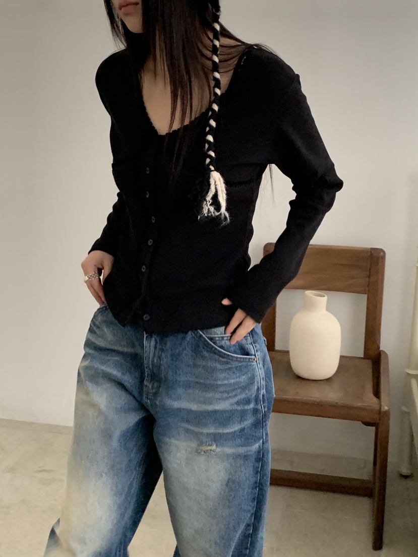 SUNDER MARKET韓國代購㊣女裝新款推薦熱賣時尚長袖T恤蕾絲SUNDER MARKET長袖T恤