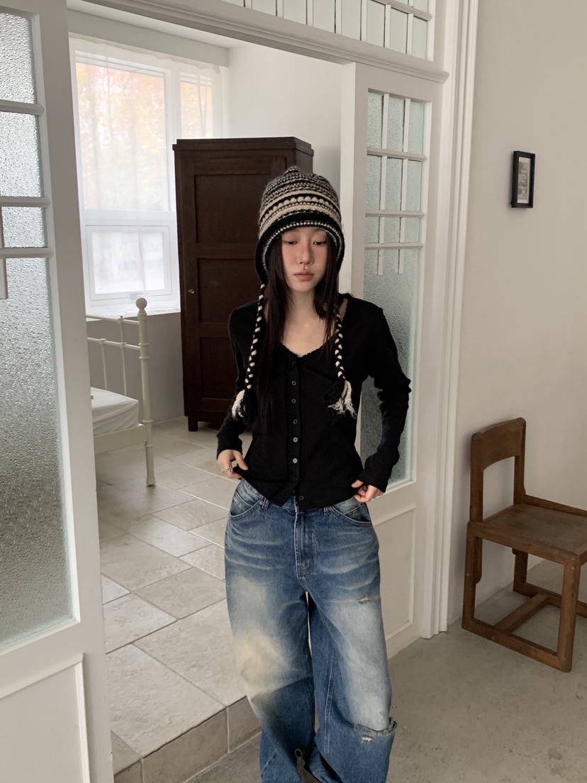 SUNDER MARKET韓國代購㊣女裝新款推薦熱賣時尚長袖T恤蕾絲SUNDER MARKET長袖T恤