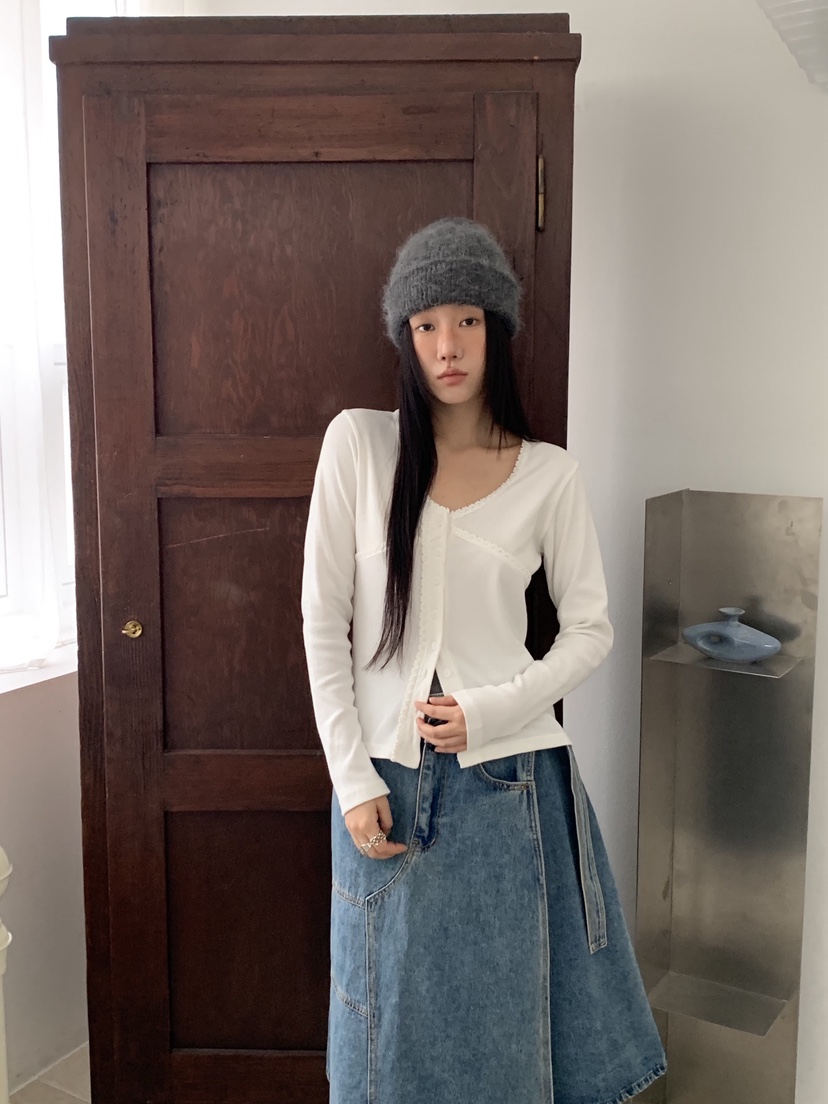 SUNDER MARKET韓國代購㊣女裝新款推薦熱賣時尚長袖T恤蕾絲SUNDER MARKET長袖T恤圖色1