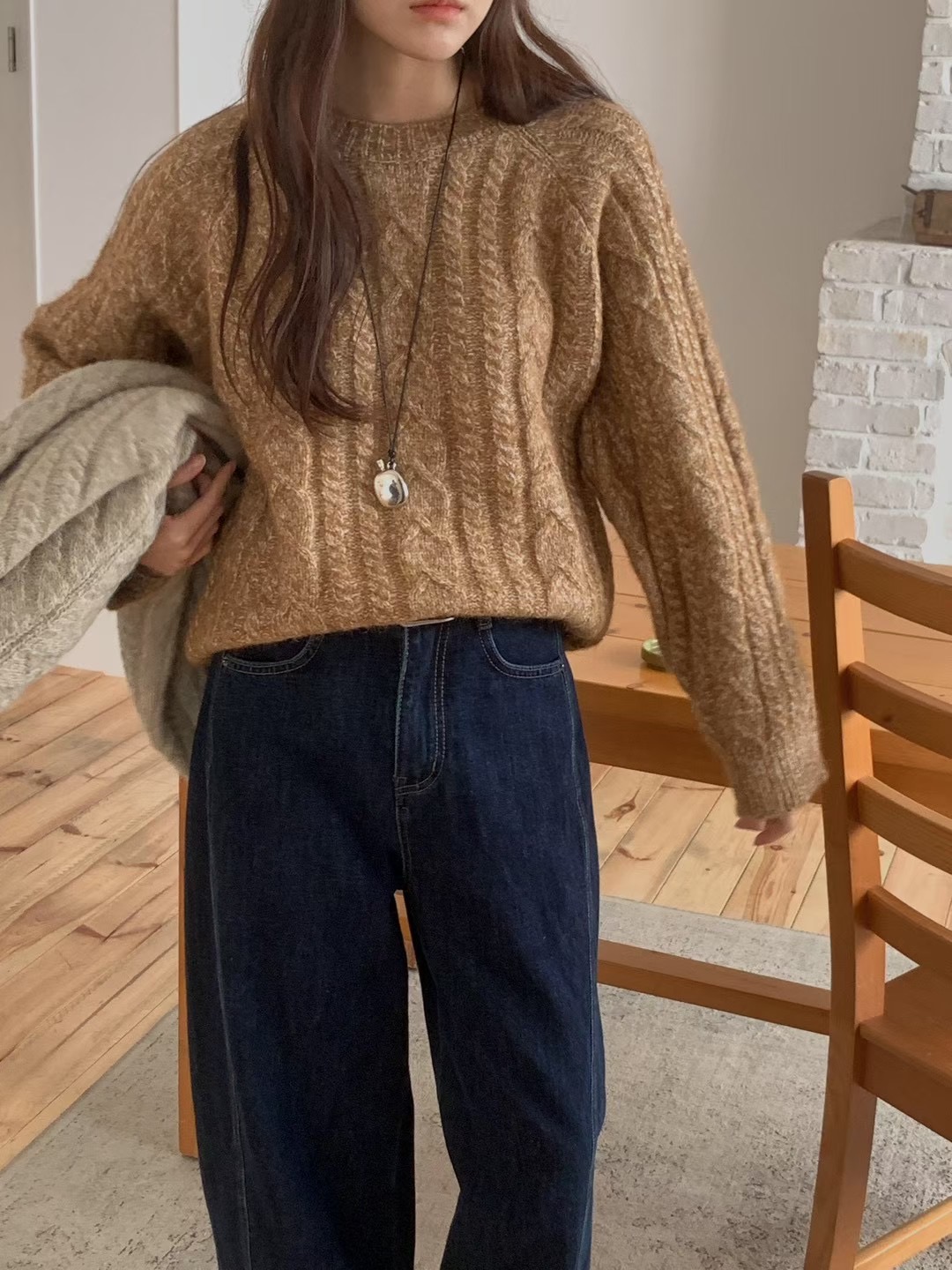 AN STAND東大門㊣實拍女士新品真品休閑職業熱賣毛衣麻花針織AN STAND-2件起毛衣圖色2