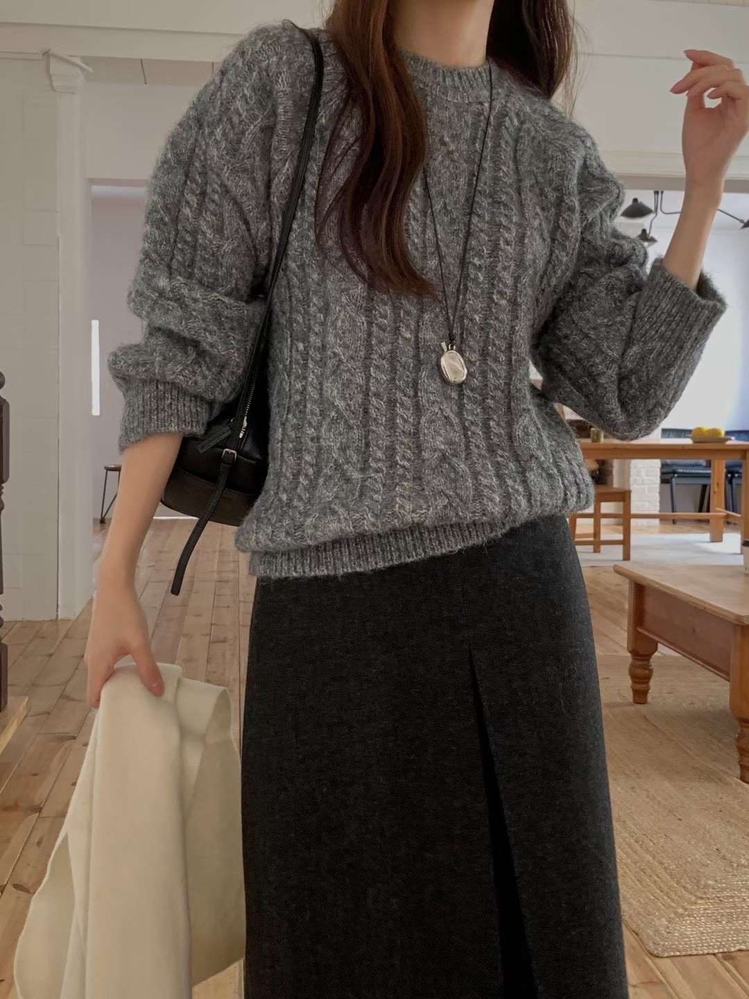 AN STAND東大門㊣實拍女士新品真品休閑職業熱賣毛衣麻花針織AN STAND-2件起毛衣圖色3