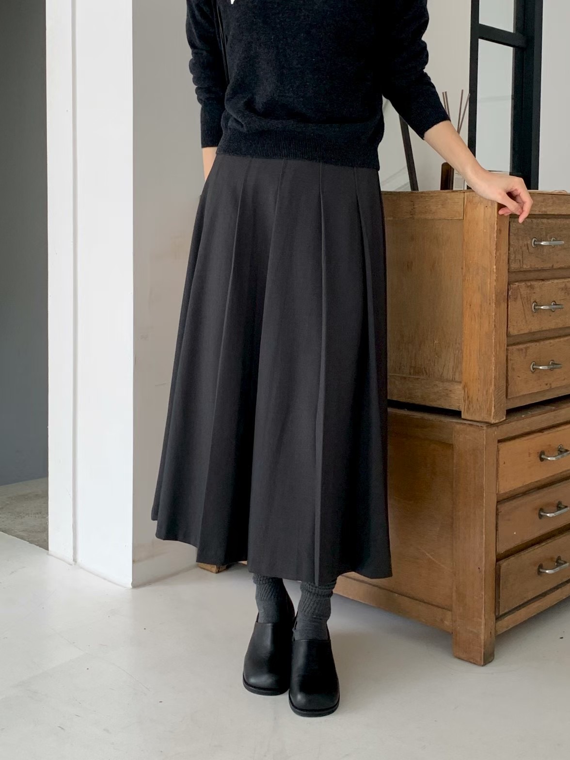 AN STAND韓國直郵㊣女裝新品職業真品休閑長裙不含腰帶褶裥AN STAND-2件起長裙圖色2