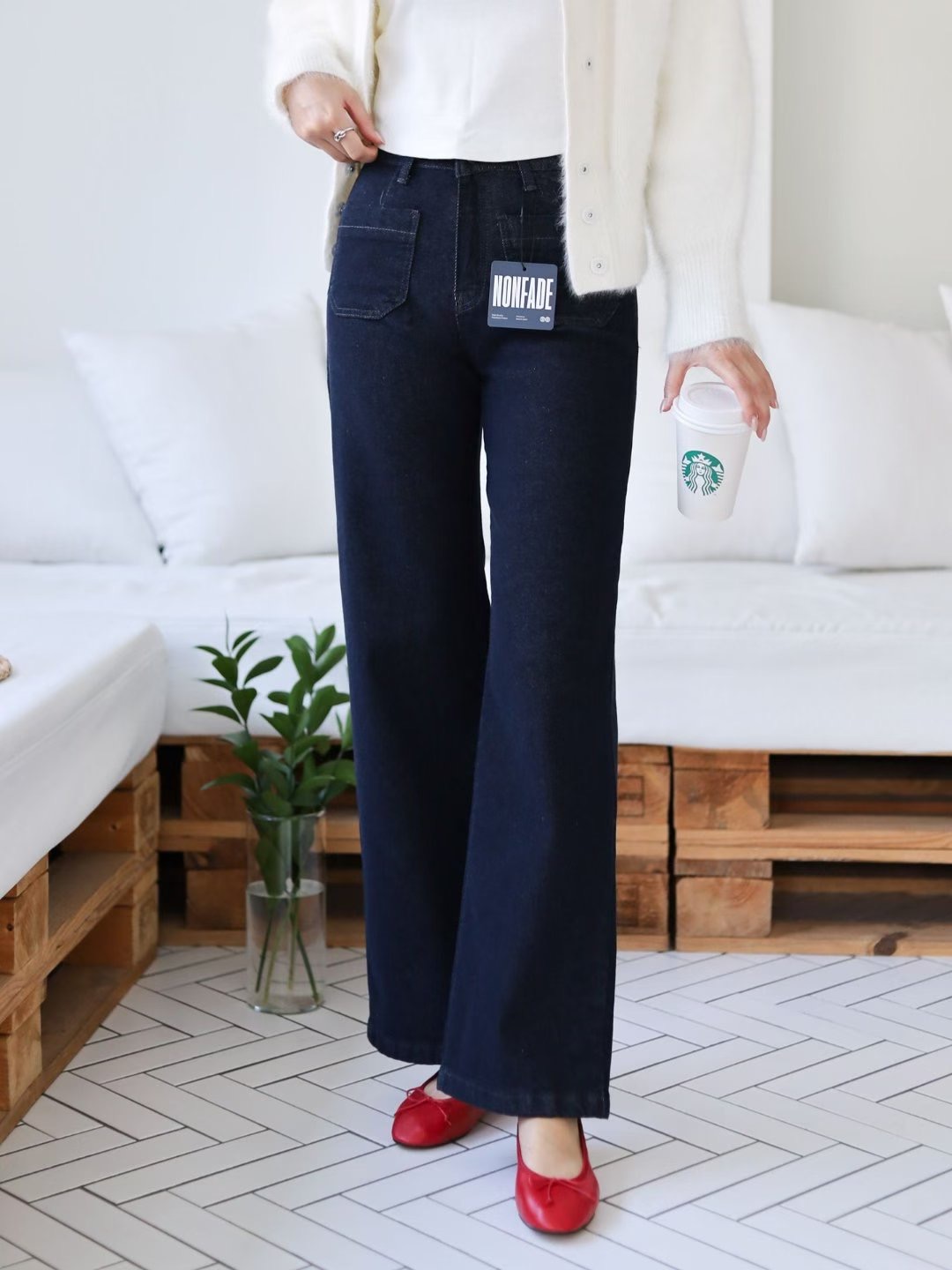 FLY DENIM韓國直郵㊣女士新款時尚熱賣人氣牛仔褲不褪色羊毛FLY DENIM牛仔褲