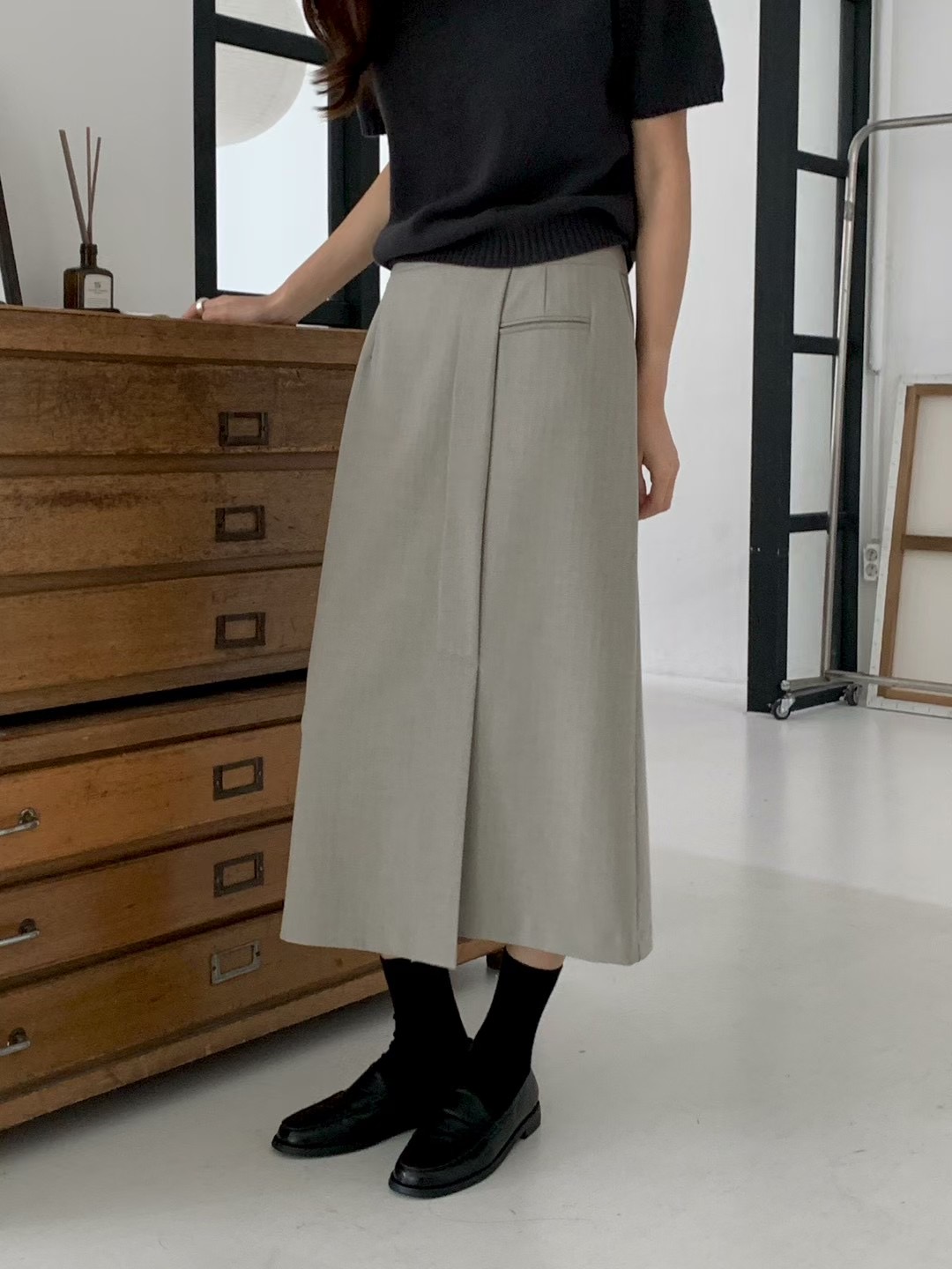 AN STAND東大門㊣實拍女士新款推薦人氣時尚熱賣長裙人字紋AN STAND-2件起長裙圖色1