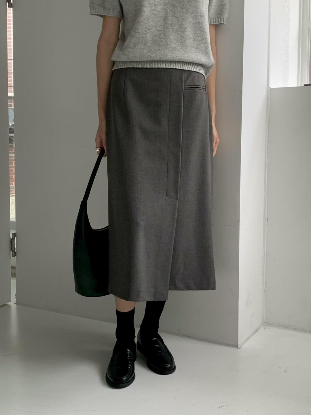 AN STAND東大門㊣實拍女士新款推薦人氣時尚熱賣長裙人字紋AN STAND-2件起長裙圖色2