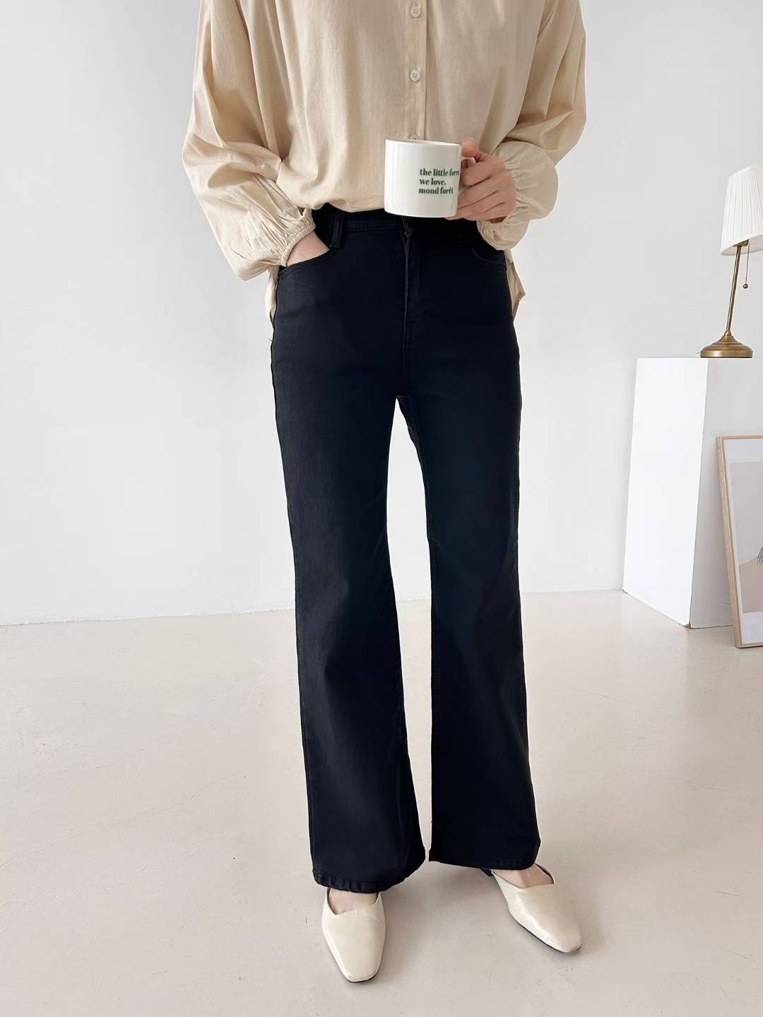 FLY DENIM東大門㊣實拍女裝新品時尚休閑推薦職業牛仔褲喇叭FLY DENIM牛仔褲圖色1