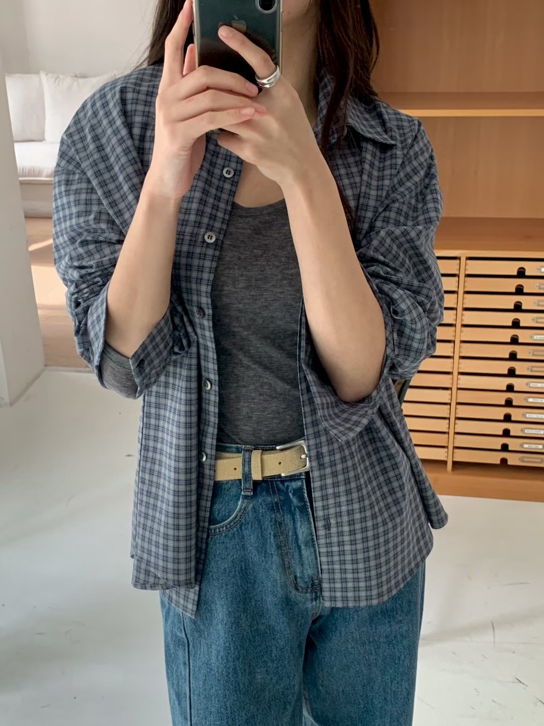 AN STAND東大門㊣代購女裝新品熱賣時尚推薦襯衫蕾絲衫格紋AN STAND-2件起襯衫/蕾絲衫