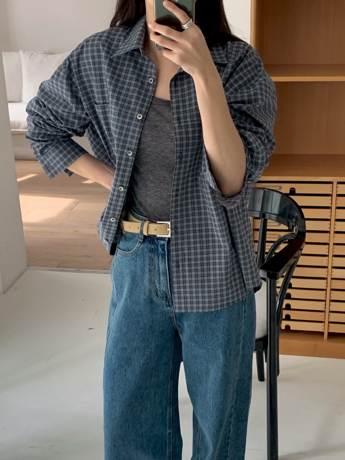 AN STAND東大門㊣代購女裝新品熱賣時尚推薦襯衫蕾絲衫格紋AN STAND-2件起襯衫/蕾絲衫圖色2