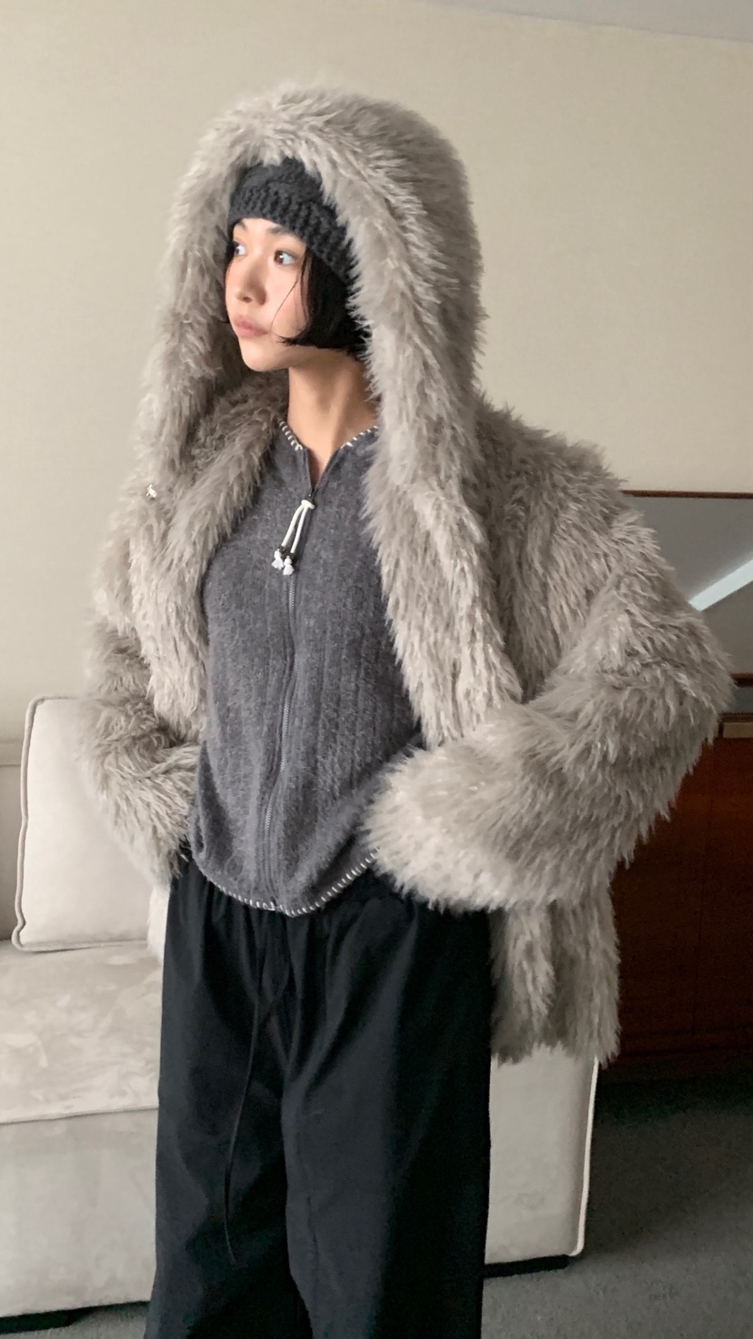 OVER RICH東大門㊣代購女裝新款休閑真品職業短款大衣連帽OVER RICH短款大衣