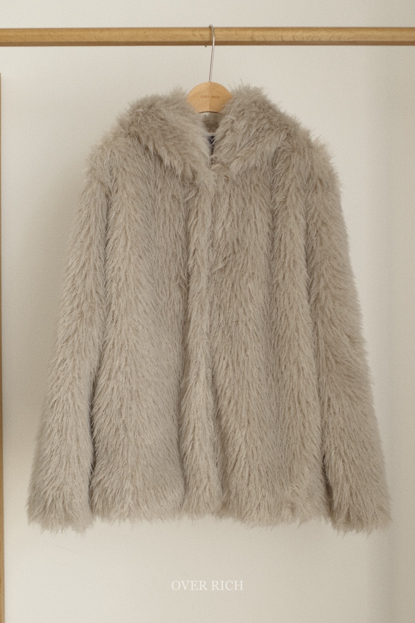 OVER RICH東大門㊣代購女裝新款休閑真品職業短款大衣連帽OVER RICH短款大衣圖色1