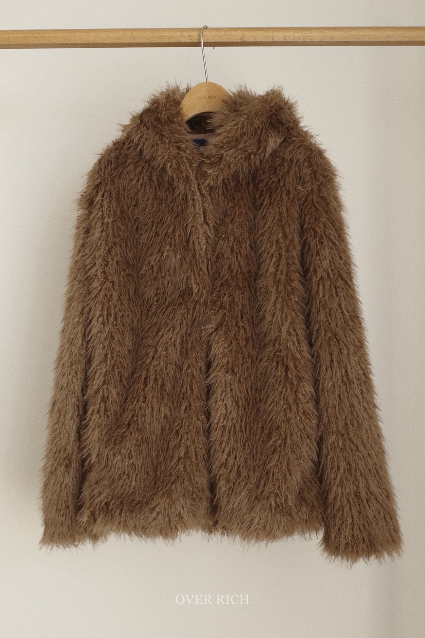 OVER RICH東大門㊣代購女裝新款休閑真品職業短款大衣連帽OVER RICH短款大衣圖色2