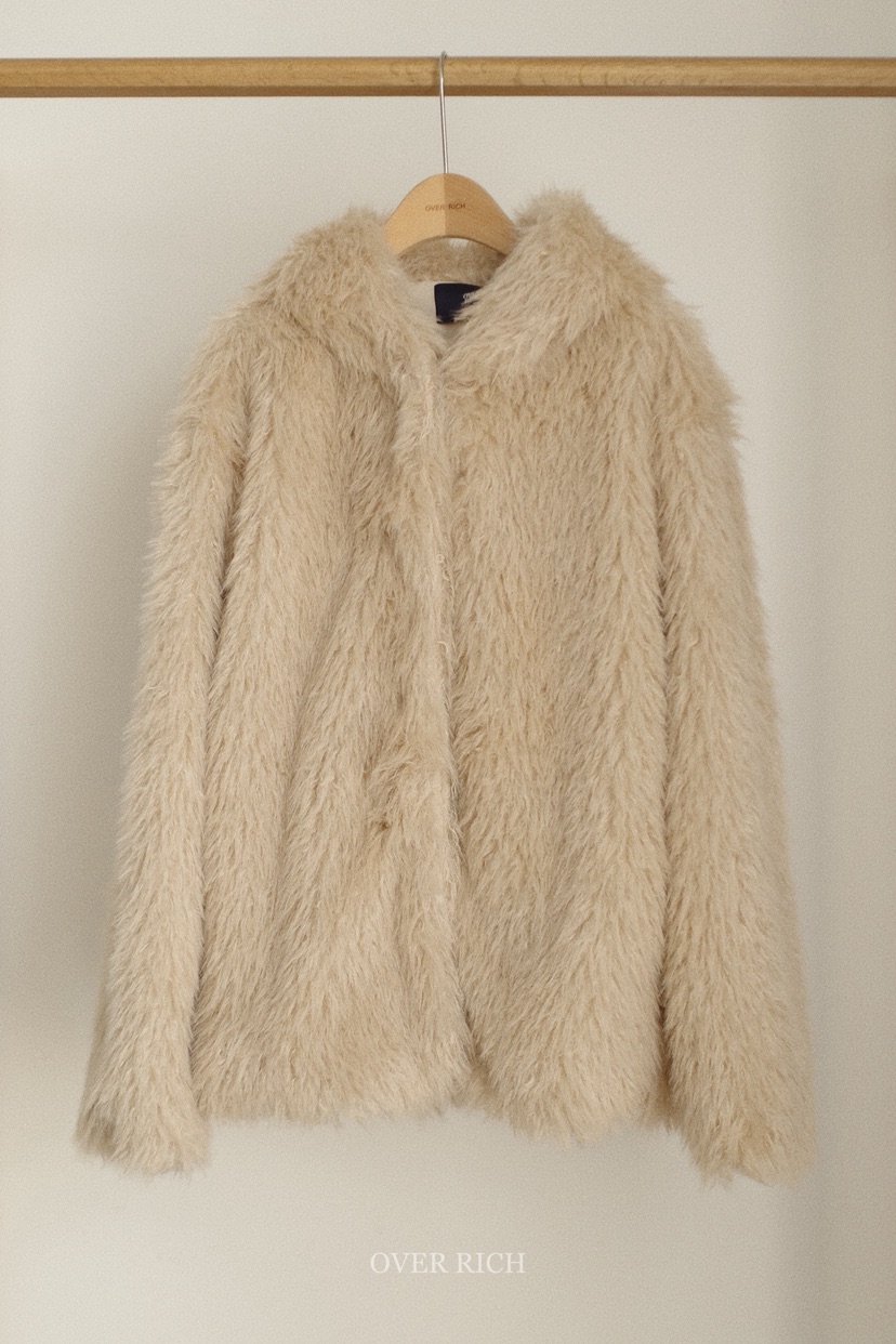 OVER RICH東大門㊣代購女裝新款休閑真品職業短款大衣連帽OVER RICH短款大衣圖色3