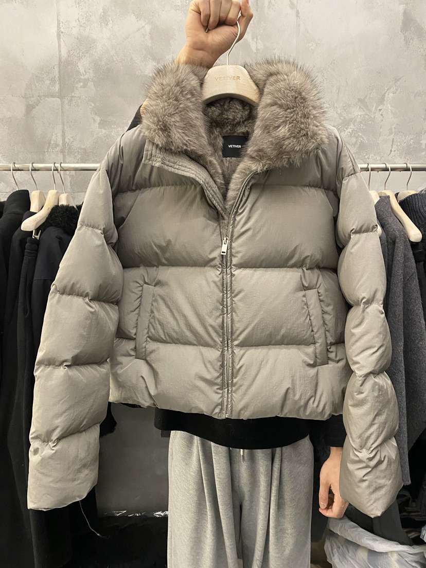 THE VETIVER-A東大門㊣代購女裝新品職業短款羽絨服毛皮填充鴨絨VETIVER短款羽絨服圖色1