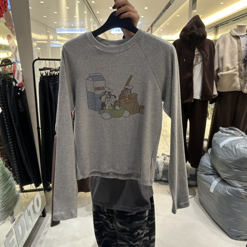 CREDITO東大門㊣實拍女士新款休閑25秋冬推薦職業熱賣長袖T恤CREDITO長袖T恤圖色1