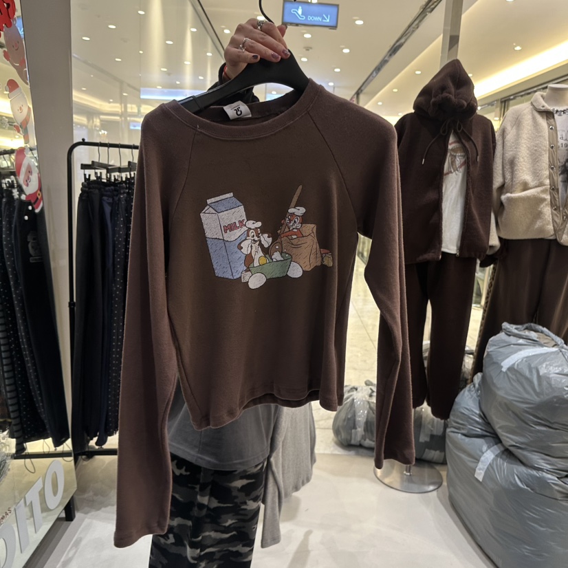 CREDITO東大門㊣實拍女士新款休閑25秋冬推薦職業熱賣長袖T恤CREDITO長袖T恤圖色2