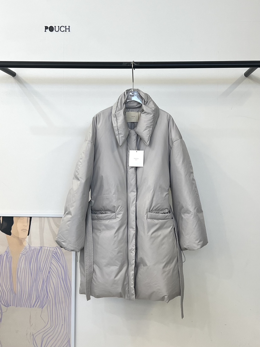 POUCH東大門㊣代購女士新品人氣真品熱賣長款羽絨服含腰帶填充POUCH長款羽絨服