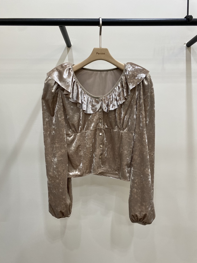 PERSON東大門㊣實拍女裝新款休閑時尚真品襯衫蕾絲衫天鵝絨PERSON襯衫/蕾絲衫圖色1