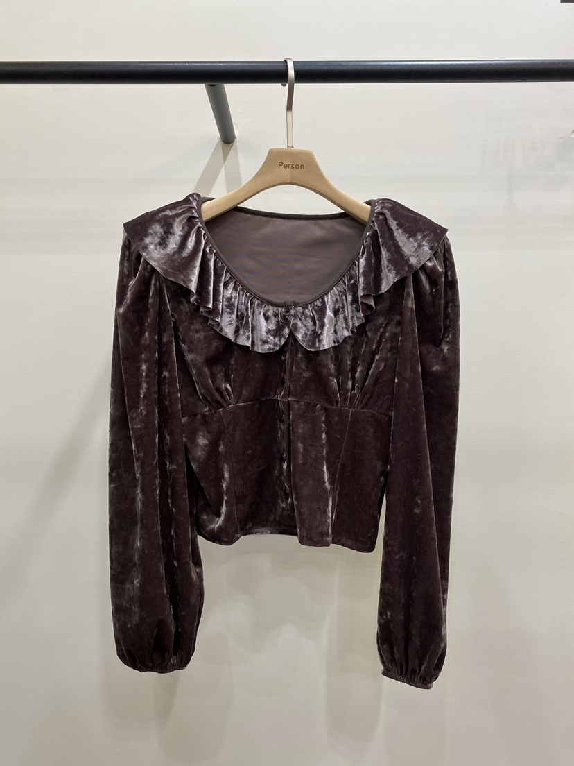 PERSON東大門㊣實拍女裝新款休閑時尚真品襯衫蕾絲衫天鵝絨PERSON襯衫/蕾絲衫圖色3