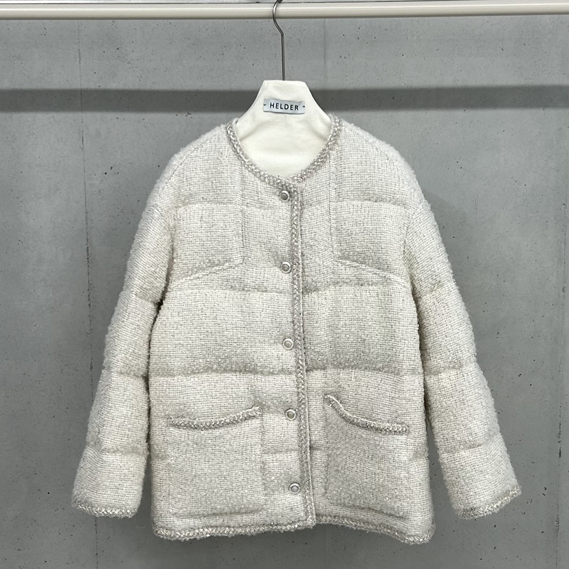 HELDER-P韓國代購㊣女裝新款時尚25秋冬短款羽絨服粗花呢鵝絨HELDER短款羽絨服圖色1