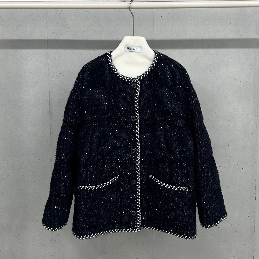 HELDER-P韓國代購㊣女裝新款時尚25秋冬短款羽絨服粗花呢鵝絨HELDER短款羽絨服圖色2