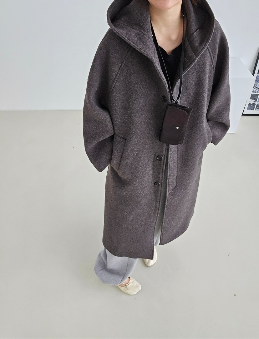 J SHOP東大門㊣代購女裝新品熱賣推薦休閑人氣中長款大衣連帽J_SHOP中長款大衣