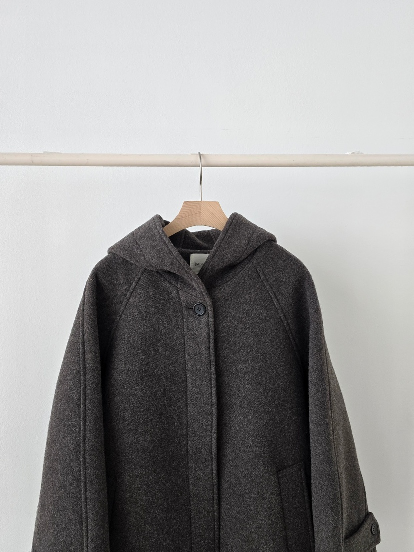 J SHOP東大門㊣代購女裝新品熱賣推薦休閑人氣中長款大衣連帽J_SHOP中長款大衣